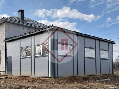 гараж для грузовых авто из сэндвич-панелей с двумя въездами